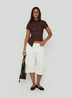 Hudsen Longline Cargo Shorts Cream Tall