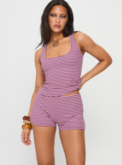 Roseblush Textured Tank Set Pink / Purple Stripe