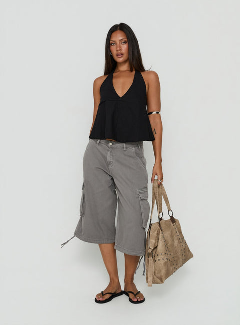 Hudsen Longline Cargo Shorts Charcoal Petite