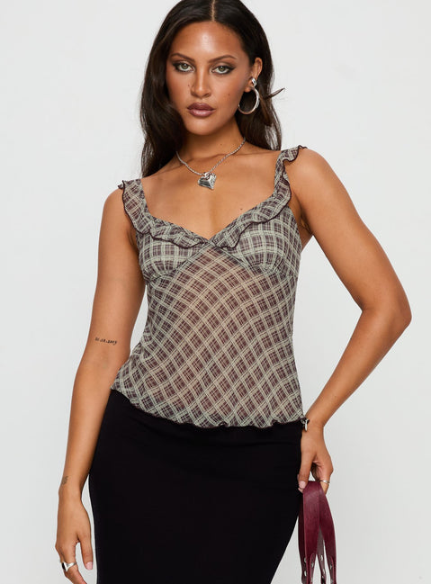 Zayliah Frill Detail Top Wine Check