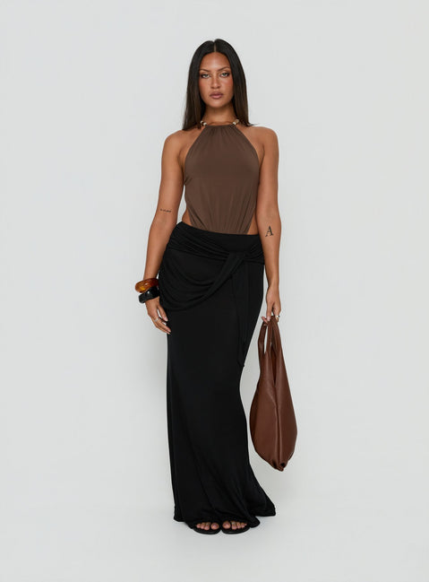 Featuring the Noree Bead Detail Bodysuit Mocha womens-bodysuit in sleeveless style product Princess Polly