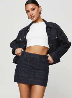 product Hughes Mini Skirt Dark Wash Denim Princess Polly  Mini Skirts 