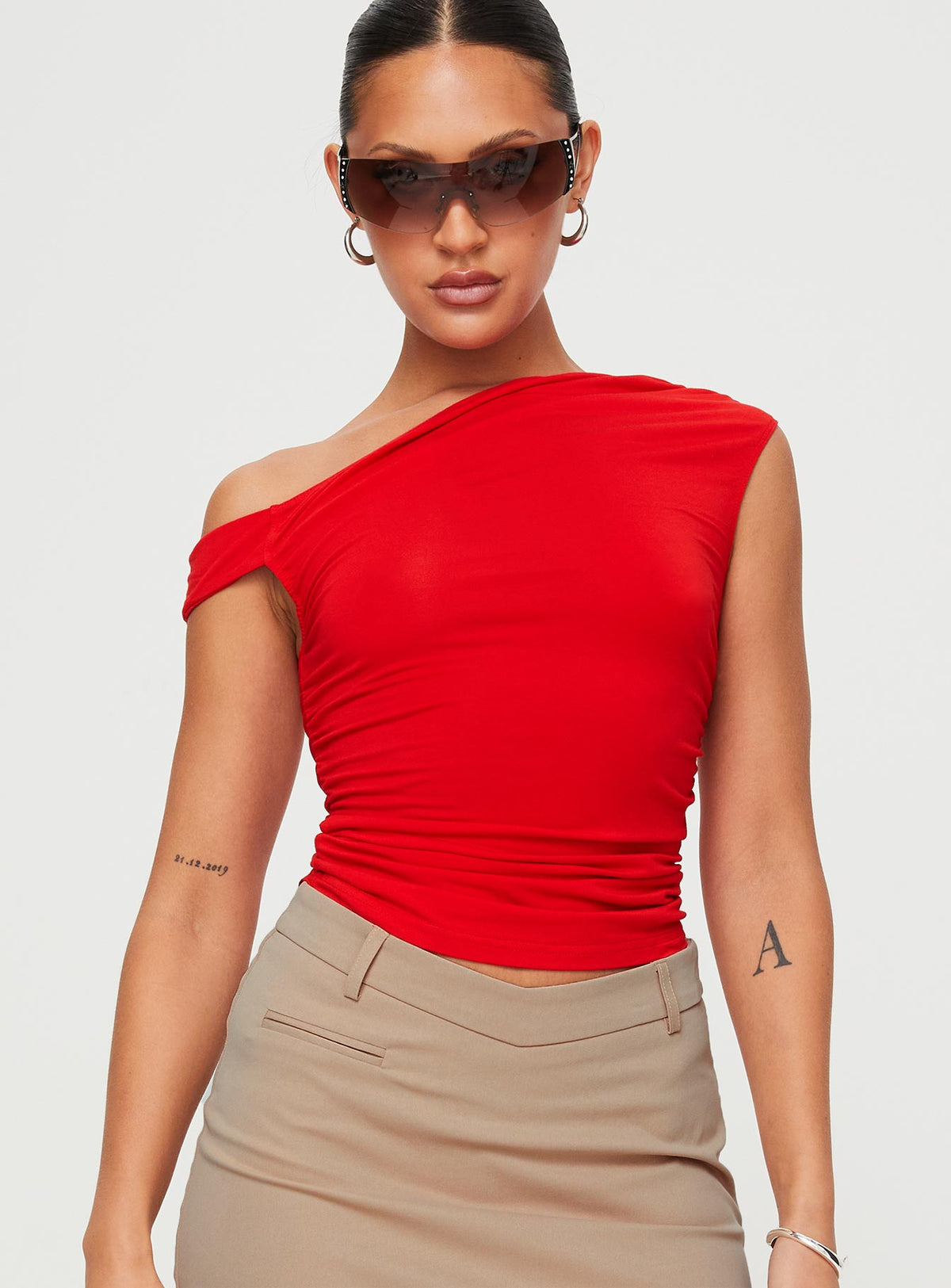 product Princess Polly Sleeveless Crew Neck  Beller Top Red