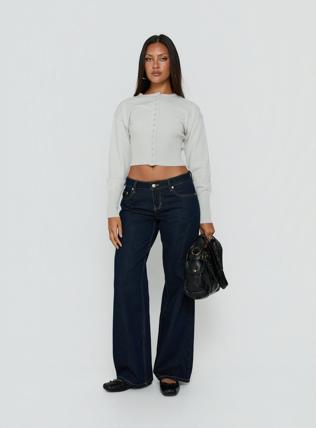 Featuring the Emerina Cinched Button Down Cardigan Grey womens jumpers with short length product Princess Polly