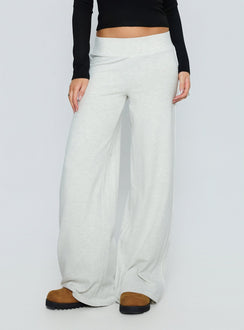 front view of model wearing Princess Polly Ascenda Straight Leg Track Pant Grey Marle Mid Rise Pants Pants 