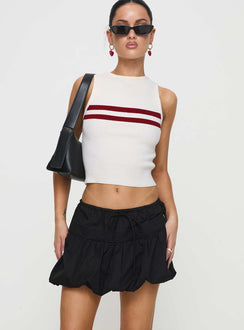   front view of model wearing Princess Polly Dear London Bubble Hem Mini Skirt Black Mini Skirts Skirts 