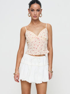   front view of model wearing Princess Polly Dear London Bubble Hem Mini Skirt White Mini Skirts Skirts 
