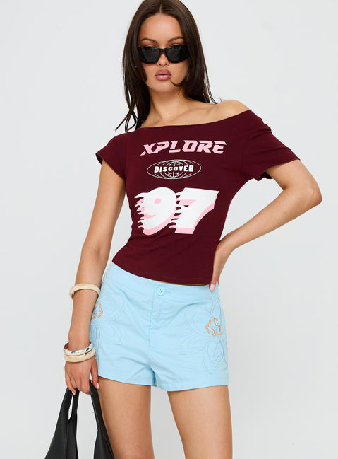 Leleia Embroidered Shorts Blue