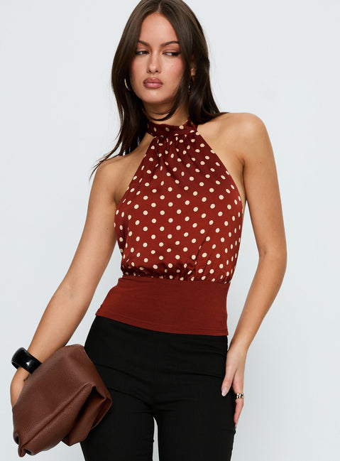 Rania Top Polka Burnt Red