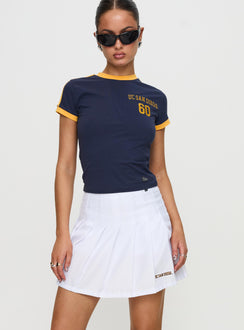   front view of model wearing Princess Polly UCSD Tennis Skort White Skirts 