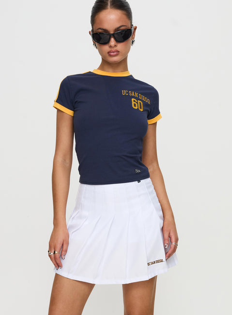   front view of model wearing Princess Polly UCSD Tennis Skort White Skirts 