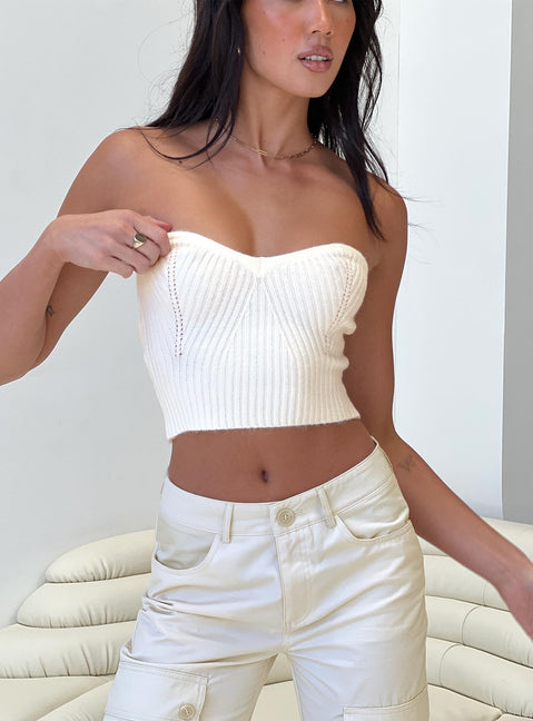 product Princess Polly Sleeveless Square Neck  Ulara Strapless Top White