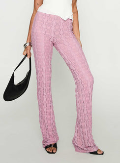 back view of model wearing Princess Polly Carnivale Pants Pink High Rise Pants Pants 