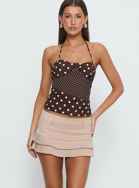Deei Double Ruffle Mini Skort Oatmeal