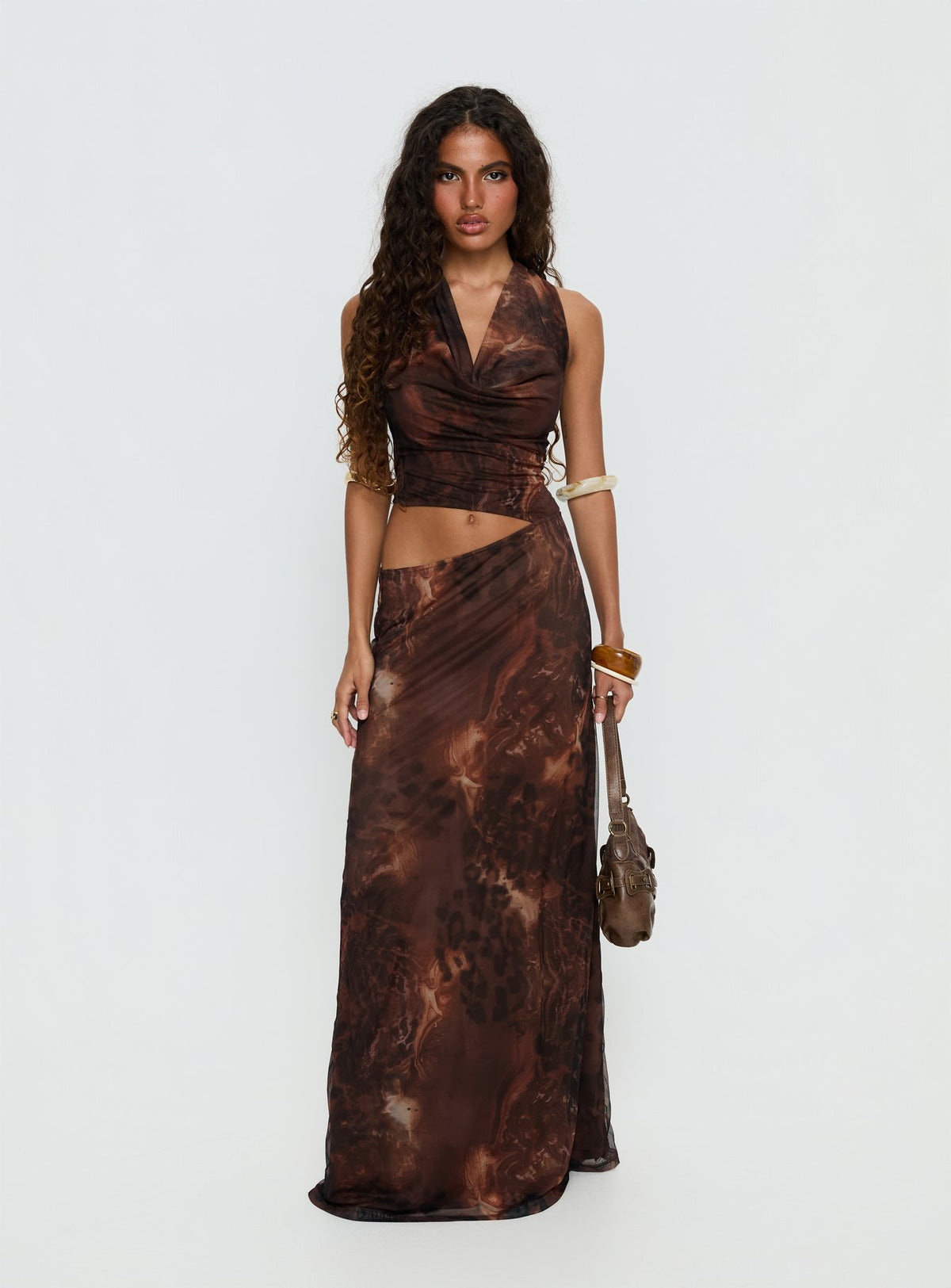 Livara Cowl Cut Out Maxi Dress Multi