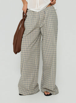 Capturing Lunea Concealed Waistband Pants Multi Check womens-regular-pants with high-rise in checkered wide-leg detail Princess Polly