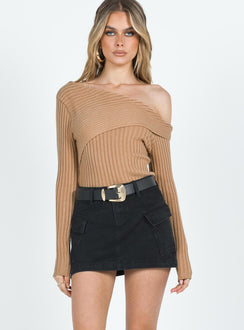   front view of model wearing Princess Polly Zakai Cargo Mini Skirt Black Denim Mini Skirts Skirts 