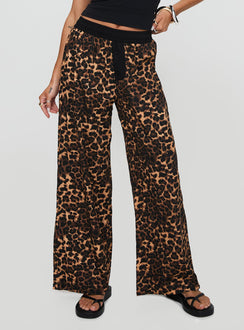 back view of model wearing Princess Polly Zephura Boxer Pant Leopard High Rise Pants Pants 