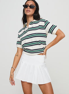   front view of model wearing Princess Polly Cartwright Mini Skirt White Mini Skirts Skirts 
