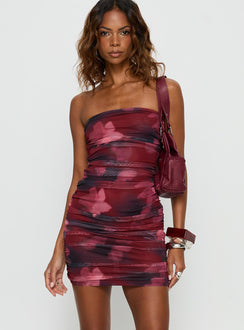 Sabato Strapless Mini Dress Red Floral