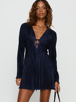 Malop Long Sleeve Mini Dress Navy