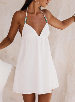 front view of model wearing Princess Polly Melanea Mini Dress White Plunger 