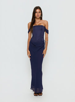 Joslyne Off Shoulder Corset Maxi Dress Navy