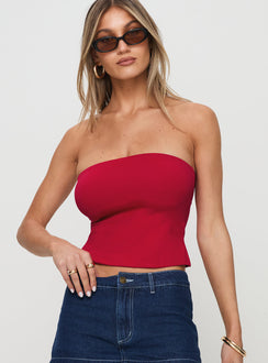 product Princess Polly Aurorah Strapless Top Red Sleeveless straight 