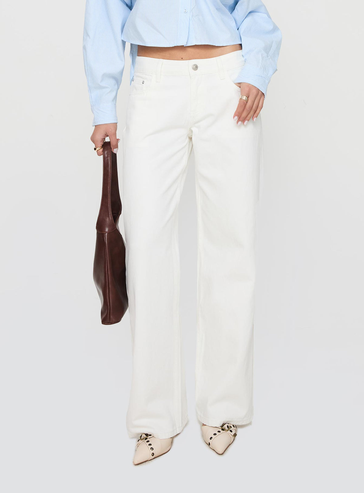 Featuring Ellanor Low Rise Straight Leg Jeans White Petite womens-jeans with low-rise waist Princess Polly