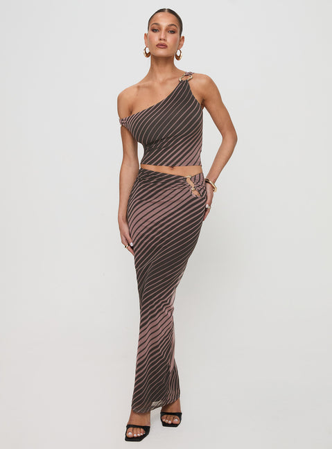   front view of model wearing Princess Polly Whiley Maxi Skirt Multi Stripe Maxi Skirts Skirts 
