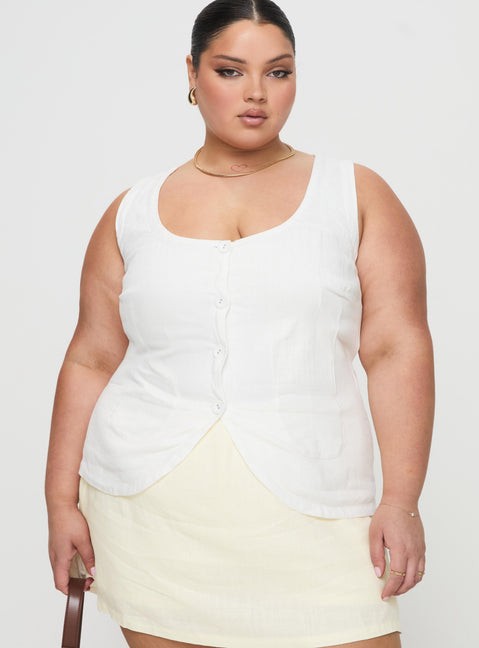 back view of model wearing Princess Polly Spirito Vest Top White Curve Sleeveless Square Neck 