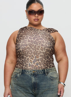 Serenata Bodysuit Leopard Sleeveless Bodysuit 