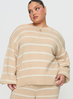 Read Your Mind Knit Sweater Cream Stripe Jumpers 