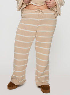 Read Your Mind Knit Pant Cream Stripe High Rise Pants Pants 
