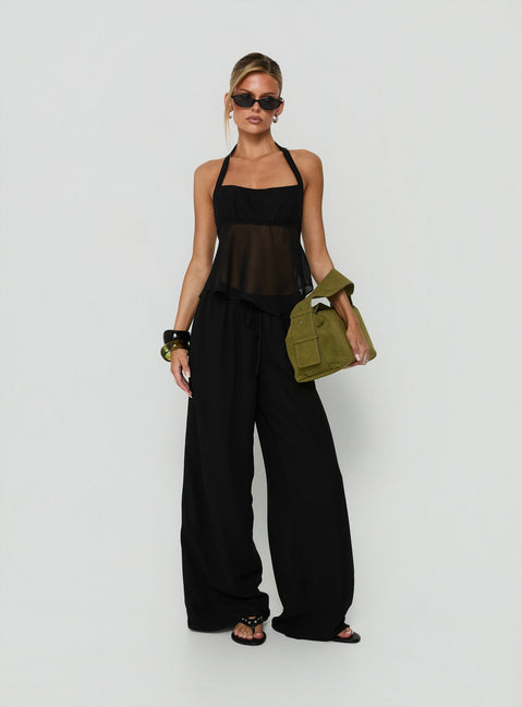Crafted from the Finesse Pants Black in womens-regular-pants with mid-rise wide-leg design product Princess Polly