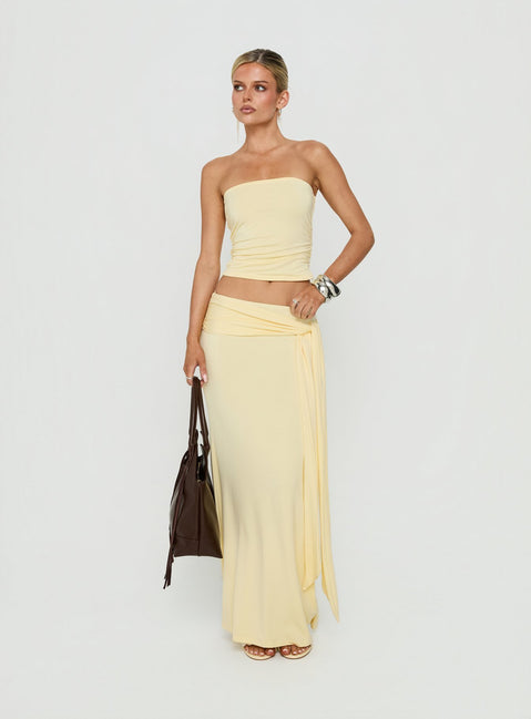 Aymee Strapless Ruched Top Yellow