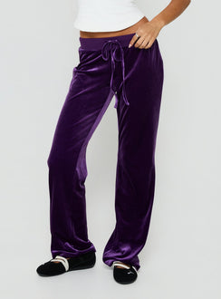 Featuring the Alba Track Pant Plum in womens-regular-pants with mid-rise detail Princess Polly