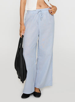 Holiday Tie Front Pant Blue/ White Stripe High Rise Pants Pants 
