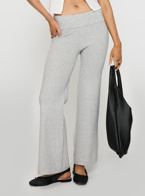 Try Me Knit Pants Grey Low Rise Pants Pants 