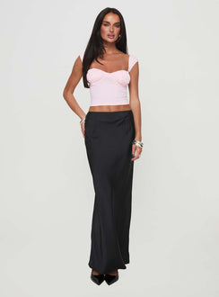   front view of model wearing Princess Polly Joder Maxi Skirt Black Maxi Skirts Skirts 