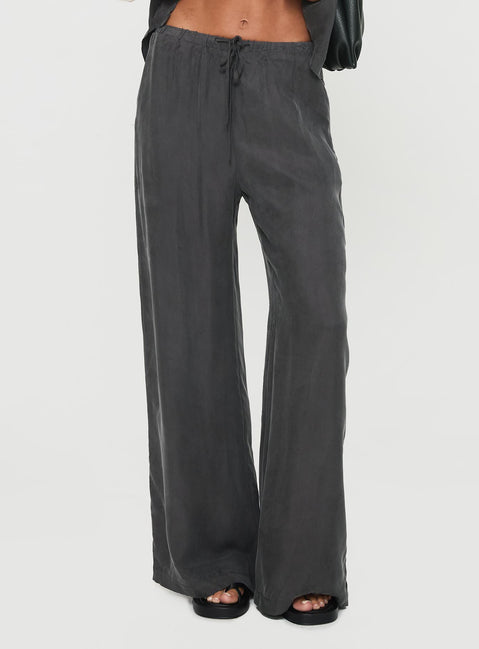 side view of model wearing Princess Polly Mahlab Pants Slate Pants 