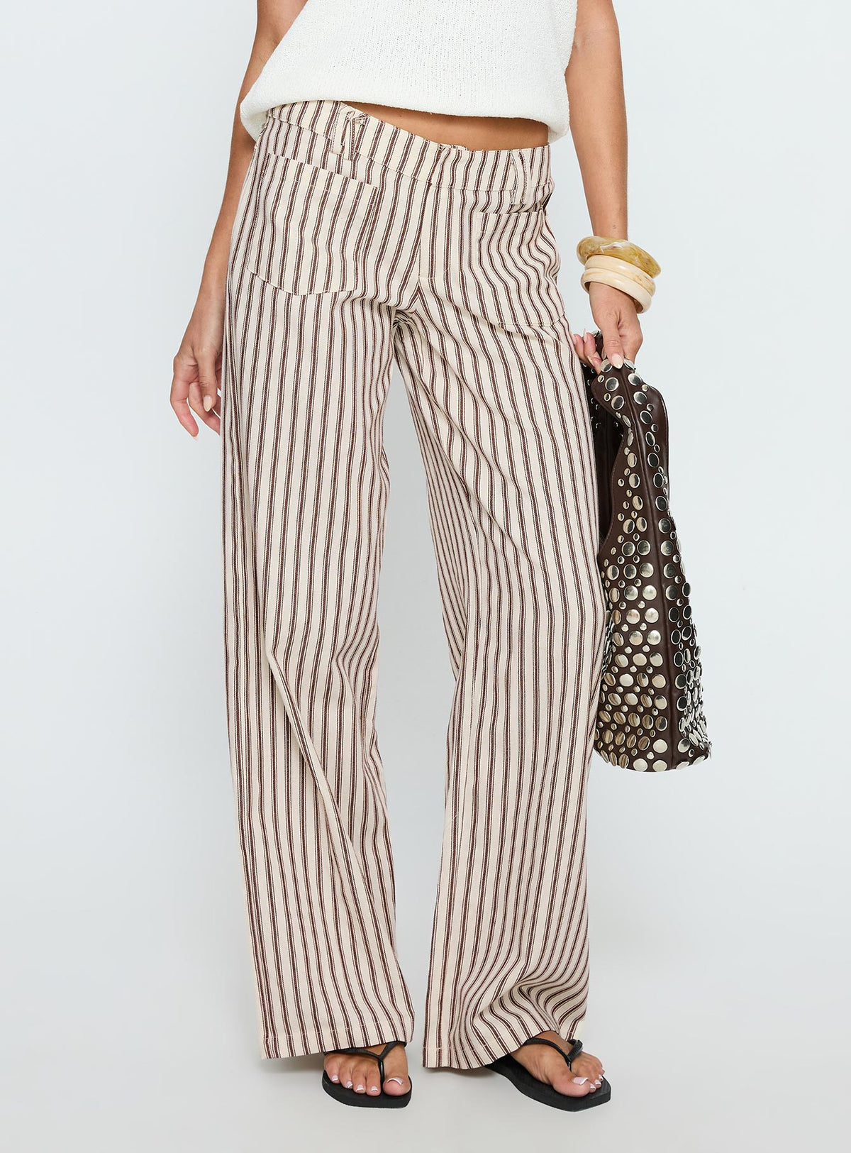 Vendi Low Rise Pant Brown Stripe Low Rise Pants Pants 