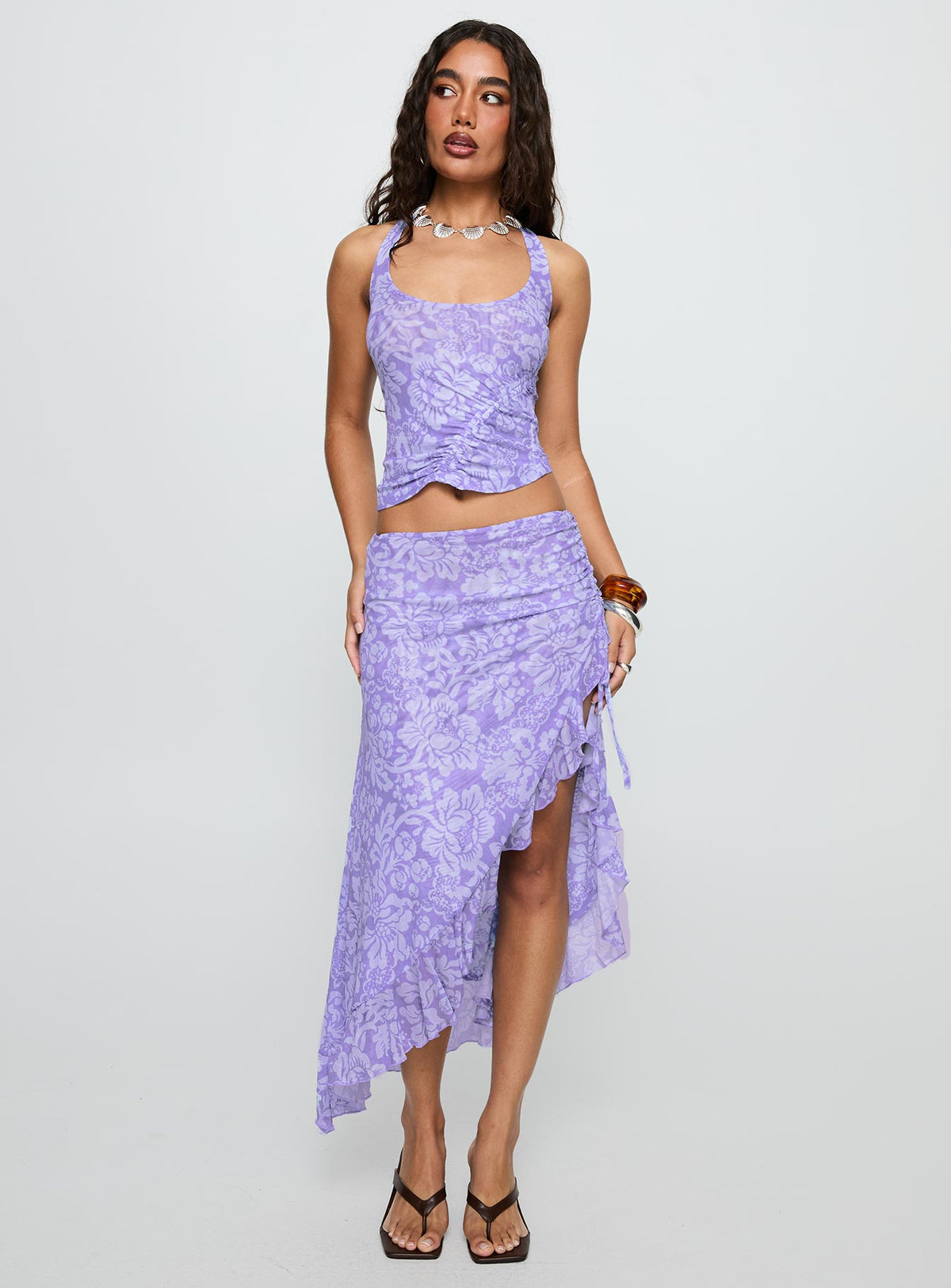 Rains And Pours Mesh Set Purple Floral