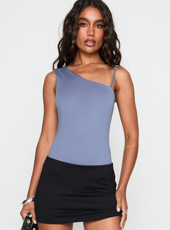 side view of model wearing Princess Polly Catch Up Bodysuit Blue Sleeveless Bodysuit 
