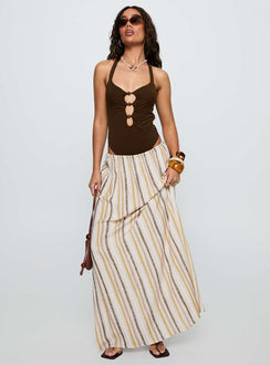   front view of model wearing Princess Polly Aisla Maxi Skirt Multi Maxi Skirts Skirts 