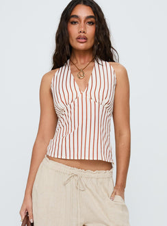 Radiant Beam Halter Top Orange Stripe
