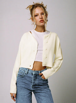 Collase Knit Sweater Cream cropped Jumpers 