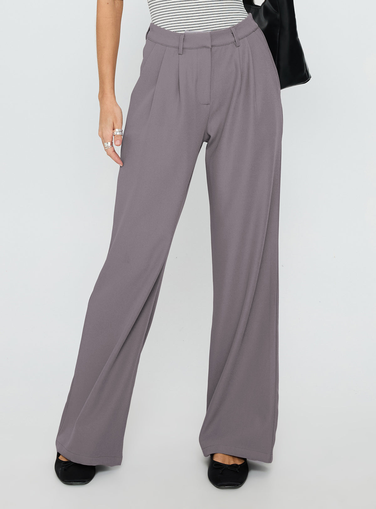 Ambient Wide Leg Pant Grey High Rise Pants Pants 