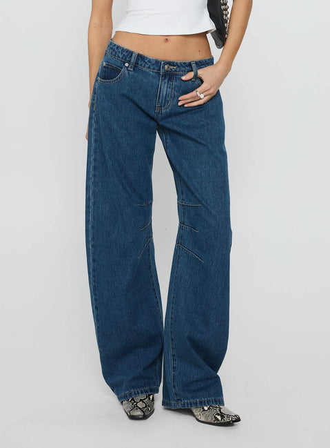 Tippie Low Rise Barrel Leg Jeans Mid Wash Mid Rise Jeans Jeans 