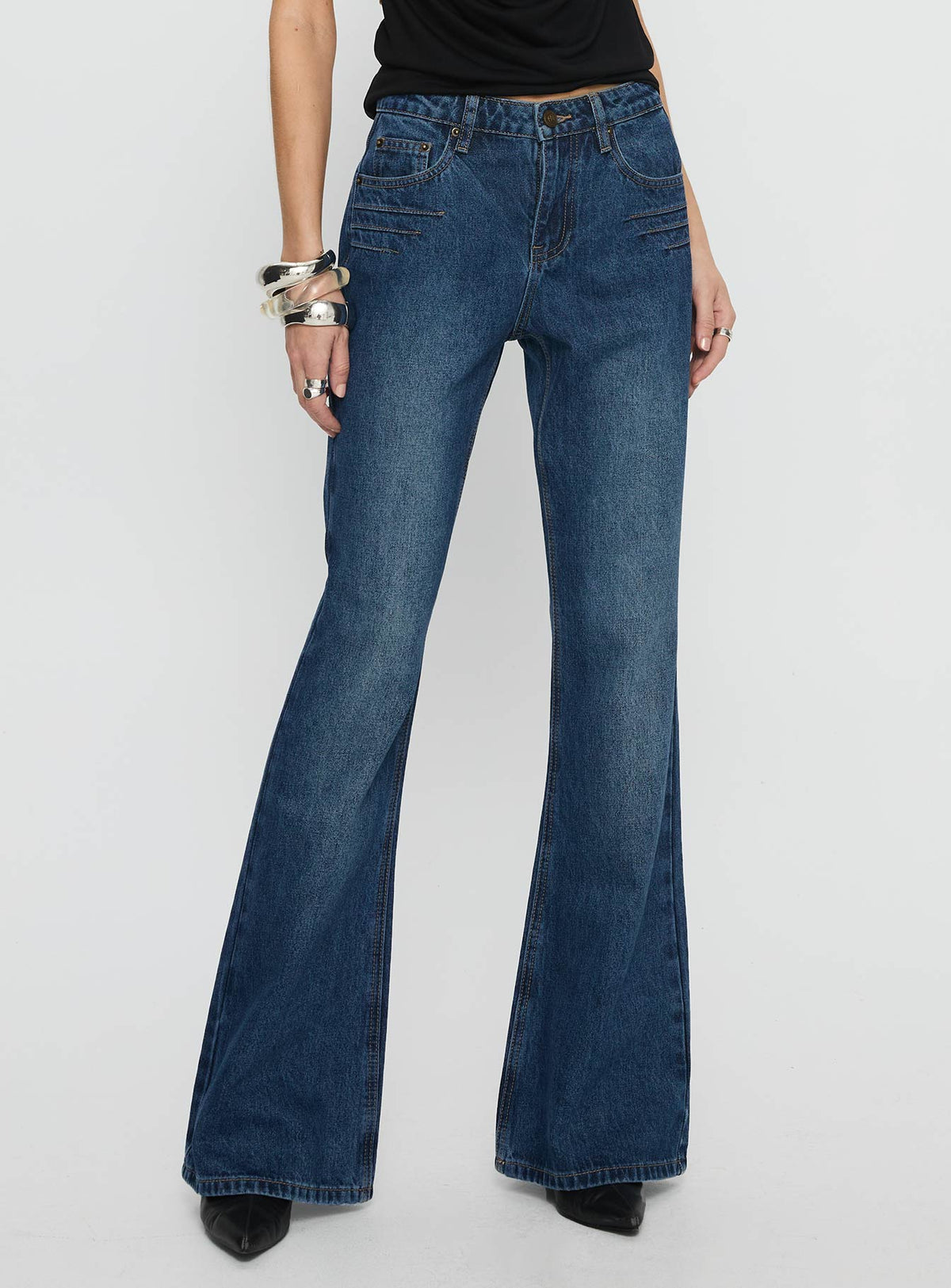 Wide World Mid Rise Bootleg Jeans Mid Blue Mid Rise Jeans Jeans 